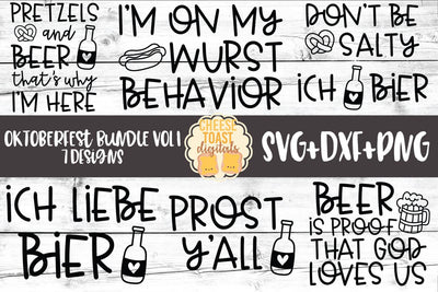 Oktoberfest Bundle Vol 1 - Beer SVG PNG DXF Cut Files SVG Cheese Toast Digitals