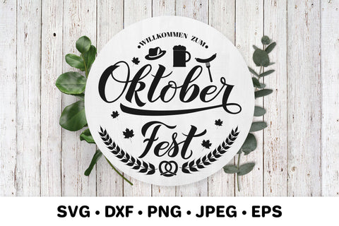 Oktoberfest round sign SVG. German beer festival SVG LaBelezoka 