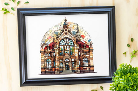 Old Building Stained Glass Sublimation Bundle Sublimation Regulrcrative 