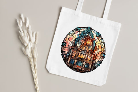 Old Building Stained Glass Sublimation Bundle Sublimation Regulrcrative 