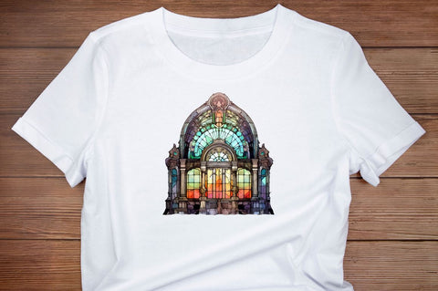 Old Building Stained Glass Sublimation Bundle Sublimation Regulrcrative 