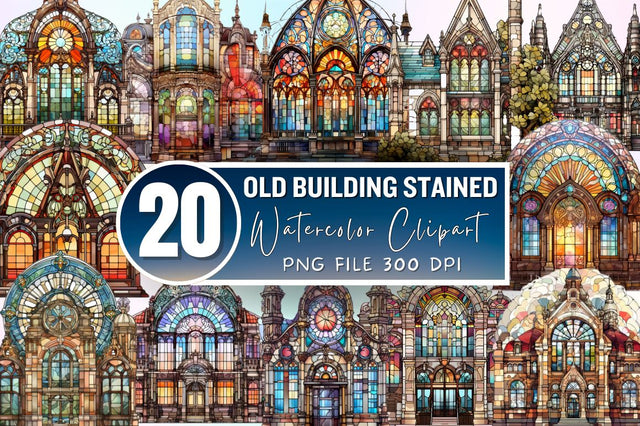 Old Building Stained Glass Sublimation Bundle Sublimation Regulrcrative 