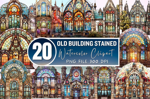 Old Building Stained Glass Sublimation Bundle Sublimation Regulrcrative 