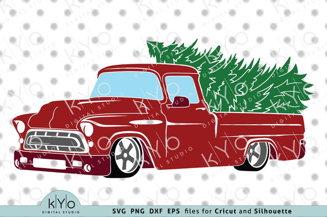 Old Chevy Christmas Tree Truck SVG PNG DXF EPS Cut files SVG kYo Digital Studio 