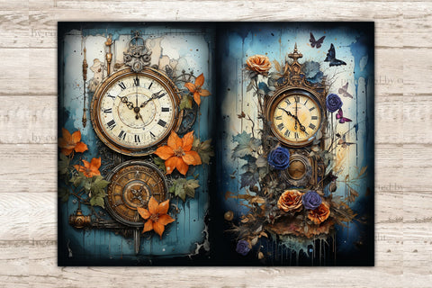 Old Clocks Journaling Pages | Digital Collage Sheet SVG GlamArtZhanna 