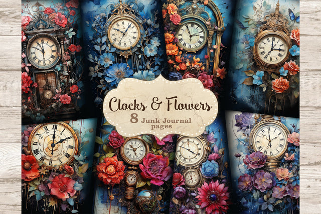 Old Clocks Journaling Pages | Digital Collage Sheet SVG GlamArtZhanna 