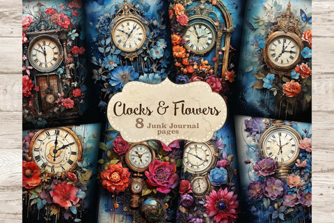 Old Clocks Journaling Pages | Digital Collage Sheet SVG GlamArtZhanna 
