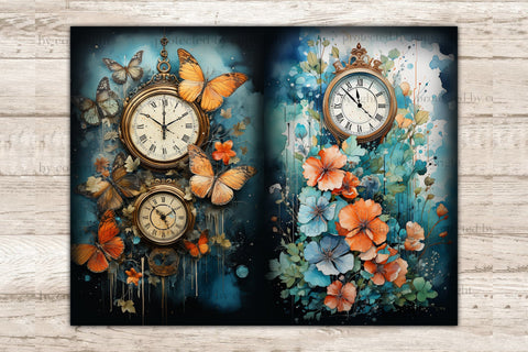 Old Clocks Journaling Pages | Digital Collage Sheet SVG GlamArtZhanna 