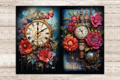 Old Clocks Journaling Pages | Digital Collage Sheet SVG GlamArtZhanna 