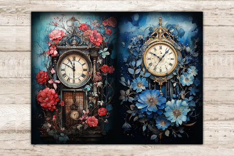 Old Clocks Journaling Pages | Digital Collage Sheet SVG GlamArtZhanna 