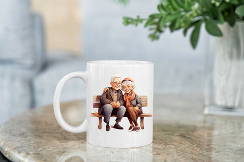 Old Couple on the Bench Sublimation Sublimation Regulrcrative 