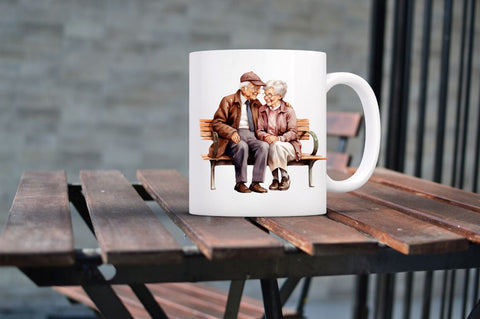 Old Couple on the Bench Sublimation Sublimation Regulrcrative 