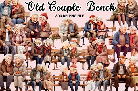 Old Couple on the Bench Sublimation Sublimation Regulrcrative 