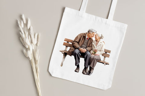 Old Couple on the Bench Sublimation Sublimation Regulrcrative 