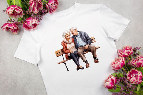 Old Couple on the Bench Sublimation Sublimation Regulrcrative 