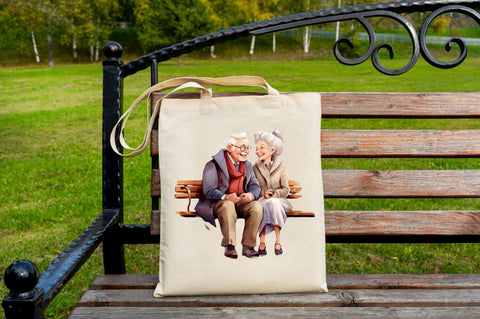 Old Couple on the Bench Sublimation Sublimation Regulrcrative 