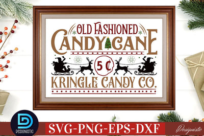 Old Fashioned Candy cane 5c kringle candy co. SVG SVG DESIGNISTIC 