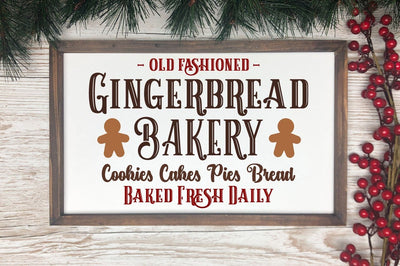 Old Fashioned Gingerbread Bakery | Christmas Sign SVG SVG Ikonart Design Shop 