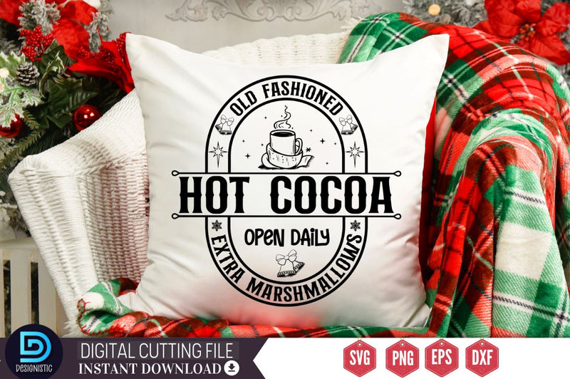 Old fashioned hot cocoa open daily extra marshmallows SVG SVG DESIGNISTIC 