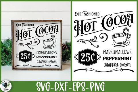 Old Fashioned Hot Cocoa SVG | Vintage Christmas Sign SVG B Renee Design 