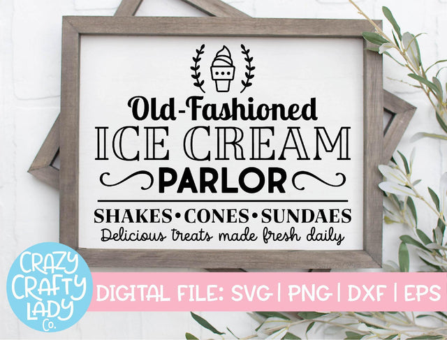 Old Fashioned Ice Cream Parlor | Summer SVG Cut File SVG Crazy Crafty Lady Co. 