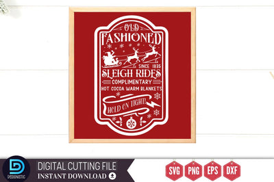 Old fashioned since 1835 sleigh rides complimentary hot cocoa warm blankets hold on tight SVG SVG DESIGNISTIC 
