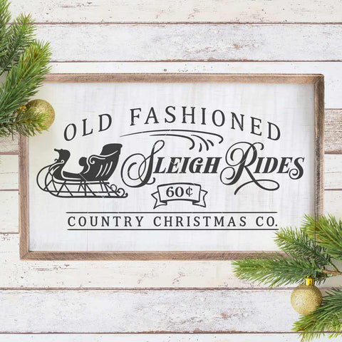 Old fashioned Sleigh Rides - Christmas SVG for horizontal wood sign SVG Chameleon Cuttables 
