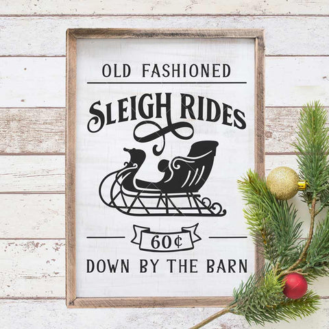 Old fashioned Sleigh Rides - Christmas SVG for vertical wood sign SVG Chameleon Cuttables 