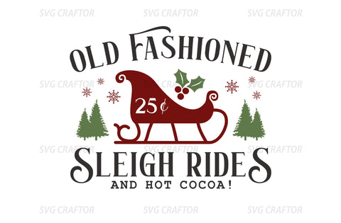 Old fashioned sleigh rides sign, Christmas sign, Christmas winter sign, sleigh rides sign svg design, Reindeer SVG design, Reindeer Sign SVG MD mominul islam 