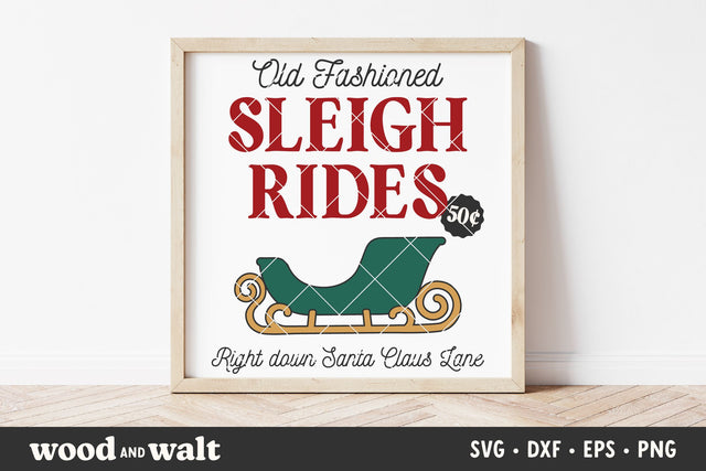Old Fashioned Sleigh Rides SVG | Christmas Sign SVG Wood And Walt 