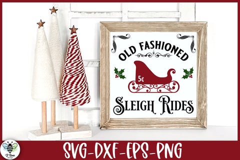 Old Fashioned Sleigh Rides SVG | Vintage Christmas Sign SVG B Renee Design 