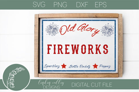 Old Glory Fireworks Svg-Patriotic Farmhouse Svg-Fourth Of July Svg SVG Linden Valley Designs 
