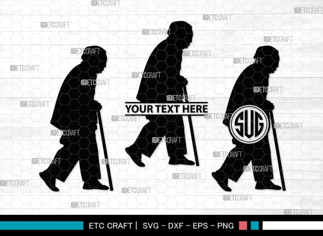Old Man And Woman Monogram, Old Man And Woman Silhouette, Old Man & Woman SVG, Old Man Svg, Old Woman Svg, SB00391 SVG ETC Craft 