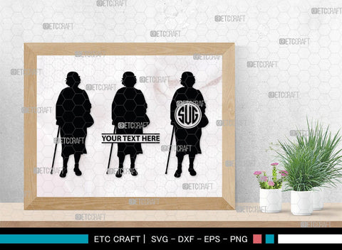 Old Man And Woman Monogram, Old Man And Woman Silhouette, Old Man & Woman SVG, Old Man Svg, Old Woman Svg, SB00391 SVG ETC Craft 