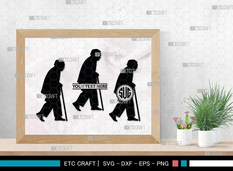 Old Man And Woman Monogram Old Man And Woman Silhouette Old Man