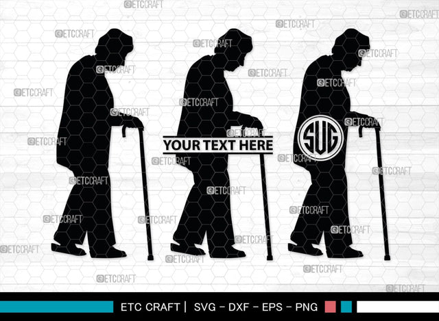 Old Man And Woman Monogram, Old Man And Woman Silhouette, Old Man & Woman SVG, Old Man Svg, Old Woman Svg, SB00391 SVG ETC Craft 