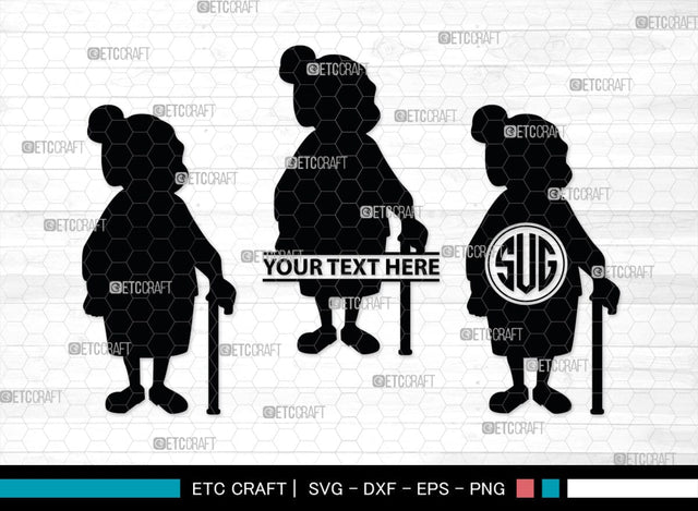 Old Man And Woman Monogram, Old Man And Woman Silhouette, Old Man & Woman SVG, Old Man Svg, Old Woman Svg, SB00391 SVG ETC Craft 