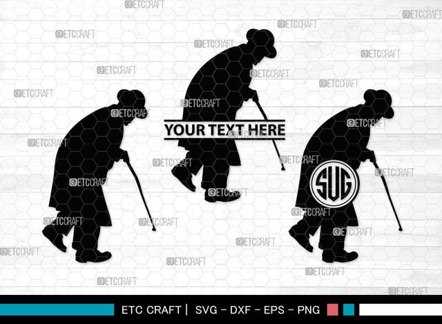 Old Man And Woman Monogram, Old Man And Woman Silhouette, Old Man & Woman SVG, Old Man Svg, Old Woman Svg, SB00391 SVG ETC Craft 