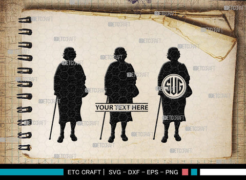 Old Man And Woman Monogram, Old Man And Woman Silhouette, Old Man & Woman SVG, Old Man Svg, Old Woman Svg, SB00391 SVG ETC Craft 