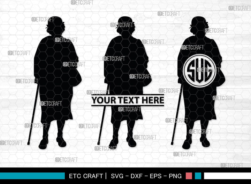 Old Man And Woman Monogram, Old Man And Woman Silhouette, Old Man & Woman SVG, Old Man Svg, Old Woman Svg, SB00391 SVG ETC Craft 