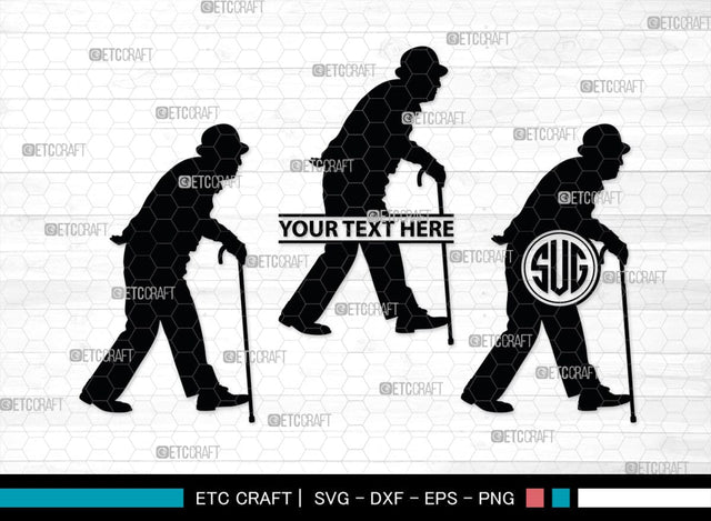 Old Man And Woman Monogram, Old Man And Woman Silhouette, Old Man & Woman SVG, Old Man Svg, Old Woman Svg, SB00391 SVG ETC Craft 