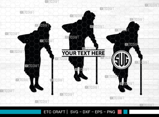 Old Man And Woman Monogram, Old Man And Woman Silhouette, Old Man & Woman SVG, Old Man Svg, Old Woman Svg, SB00391 SVG ETC Craft 