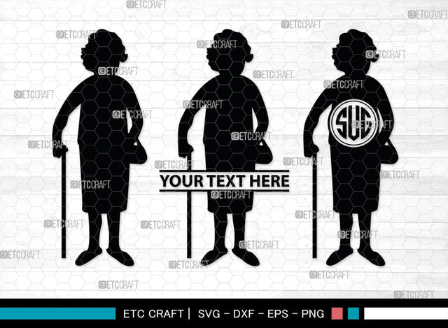 Old Man And Woman Monogram, Old Man And Woman Silhouette, Old Man & Woman SVG, Old Man Svg, Old Woman Svg, SB00391 SVG ETC Craft 