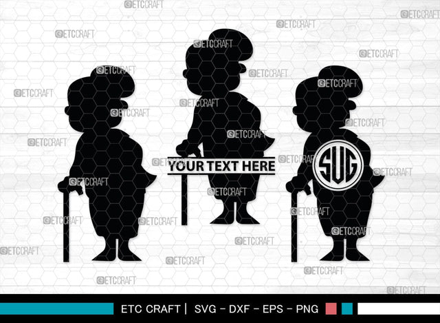 Old Man And Woman Monogram, Old Man And Woman Silhouette, Old Man & Woman SVG, Old Man Svg, Old Woman Svg, SB00391 SVG ETC Craft 