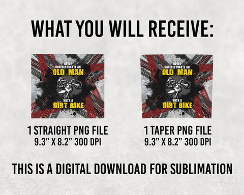 Old Man with Dirt Bike Sublimation Design, Motocross Biker Tumbler PNG Instant Download Sublimation BOO-design 