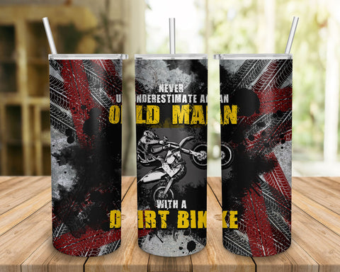 Old Man with Dirt Bike Sublimation Design, Motocross Biker Tumbler PNG Instant Download Sublimation BOO-design 
