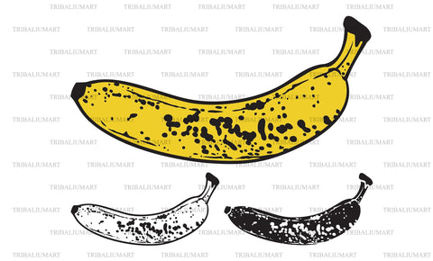 Old rotten banana with dark spots SVG TribaliumArtSF 