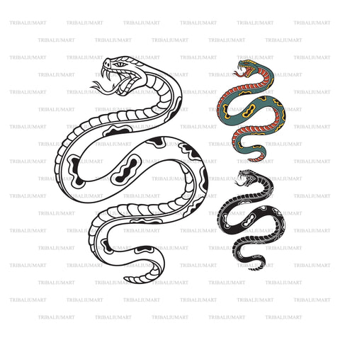 Old School Style Tattoo Snake SVG TribaliumArtSF 