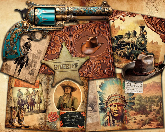 Old West Junk Journal Kit, Ephemera, Printable, Scrapbook Sublimation nikola 