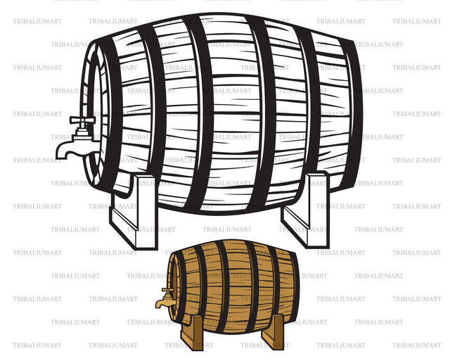 Old wooden barrel with faucet SVG TribaliumArtSF 